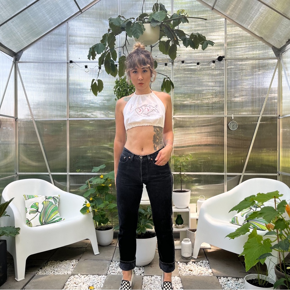 Handmade Embroidered Fish Cropped Halter - Picture 7 of 7